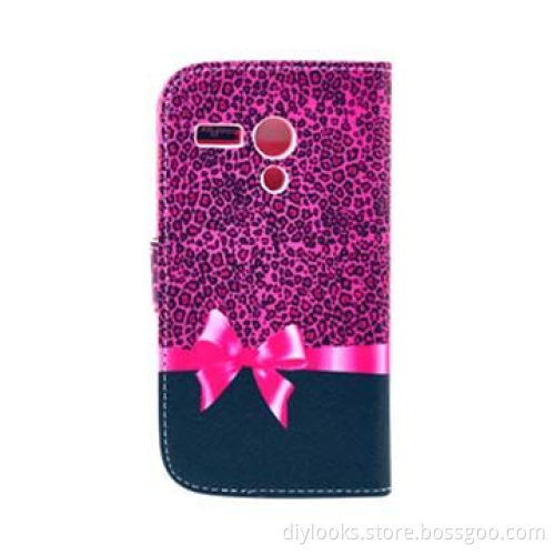 Pink Leopard Texture Leather Case with Credit Card Slots and Holder for Motorola Moto G